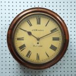 J.H. WINDLE, OLDHAM, WALNUT CASED WALL CLOCK, the 12" Roman dial powered by a single fusee movement,