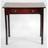 GEORGE III LATE 18TH CENTURY OAK SIDE OR WRITING TABLE, oblong with full width frieze drawer on