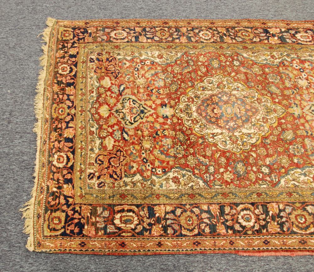 SEMI ANTIQUE KIRMAN PERSIAN RUG,with sky blue , off white and floral diamond shaped centre medallion - Image 2 of 2