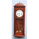 MODERN REGULATOR STYLE MAHOGANY AND GLAZED WALL CLOCK by Sewills, Liverpool, with 8 day striking and