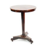 19TH CENTURY POSSIBLY BIEDERMEIER ROSEWOOD CIRCULAR OCCASIONAL TABLE, on octagonal tapering column