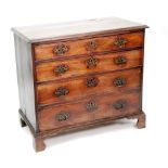 EARLY NINETEENTH CENTURY MAHOGANY CHEST OF DRAWERS, the moulded oblong top above four long graduated