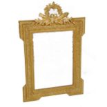 VICTORIAN STYLE MOULDED GILT FRAMED WALL MIRROR, the oblong bevel edged plate enclosed within a