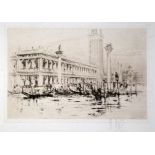 WILLIAM WALCOT (1874-1943) THREE SMALL ORIGINAL ETCHINGS SIGNED IN PENCIL VIZ Moored Gondolas at St.