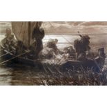 AFTER FRANK DICKSEE  LARGE BLACK AND WHITE PRINT  'The Passing of Arthur' published 1906,  image