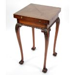 GOOD QUALITY CARVED MAHOGANY SMALL ENVELOPE CARD TABLE, typical form with green baize lined