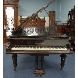 C. BECHSTEIN  MAHOGANY  CASED GRAND PIANOFORTE, raised on three panelled and turned tapering legs,
