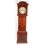 19TH CENTURY FIGURED MAHOGANY LONGCASE CLOCK SIGNED J HOWE, LONDON, the 13" (33cm) enamelled Roman