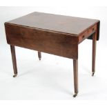 GEORGE III MAHOGANY DROP LEAF DINING TABLE, oblong with square tapering and moulded legs, 28 1/2" (