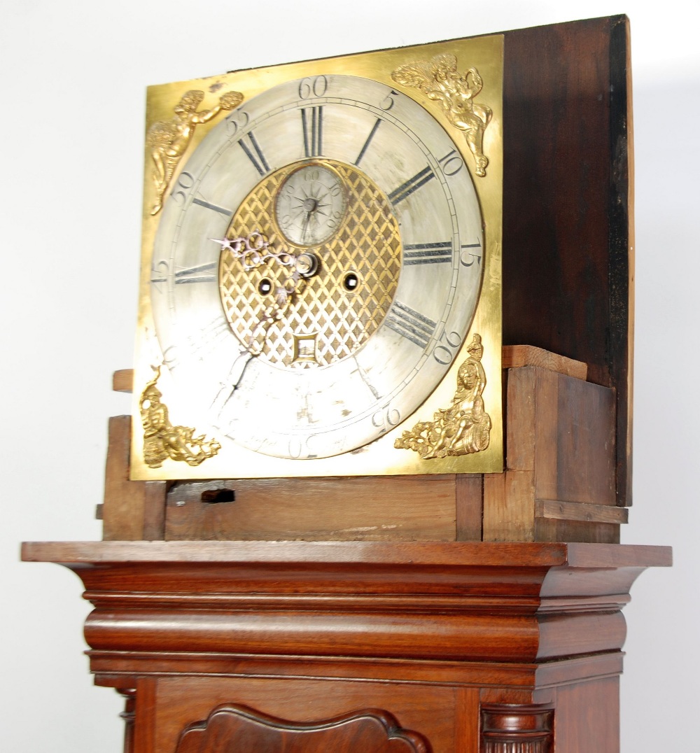 LATE EIGHTEENTH CENTURY MAHOGANY LONGCASE CLOCK, signed Lassel Park, the 13" brass dial with - Image 4 of 6