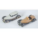 DINKY TOYS DIE CAST BRITISH SALMSON TWO SEAT SPORTS CAR No 36C with moulded chassis, fawn and black,