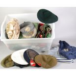 BOX OF MILITARY CLOTHING, including CAPS AND BERETS, JACKETS, TOPS, etc......