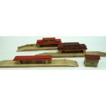 THREE 1930'Ss HORNBY  WOODEN STATION PLATFORMS  and a  SIGNAL BOX (4)