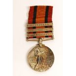 QUEEN VICTORIA SOUTH AFRICA MEDAL and ribbon and three clasps - 'Transvaal'; 'Orange Free State';