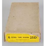 DINKY TOYS TYPE 2 STRAW COLOURED BOX FOR SIX PETROL TANK WAGONS MODEL No 25D yellow end label rubber