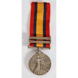 QUEENS SOUTH AFRICA MEDAL, awarded to 7417, Pte. T. Buxton, RL Warwick Reg't. with two bars viz