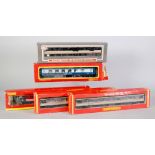 FOUR HORNBY RAILWAYS BOXED PASSENGER COACHES viz two BR MK4, Virgin Buffet car and BR Pullman (box