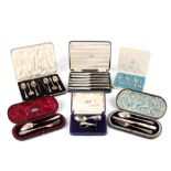 A collection of boxed silver flatware, dates from 1890, hallmarks for London, Sheffield and