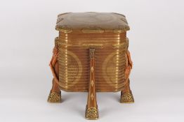 An unusual 19th century Japanese lacquer and ormolu square stool, with gilt metal mounts and