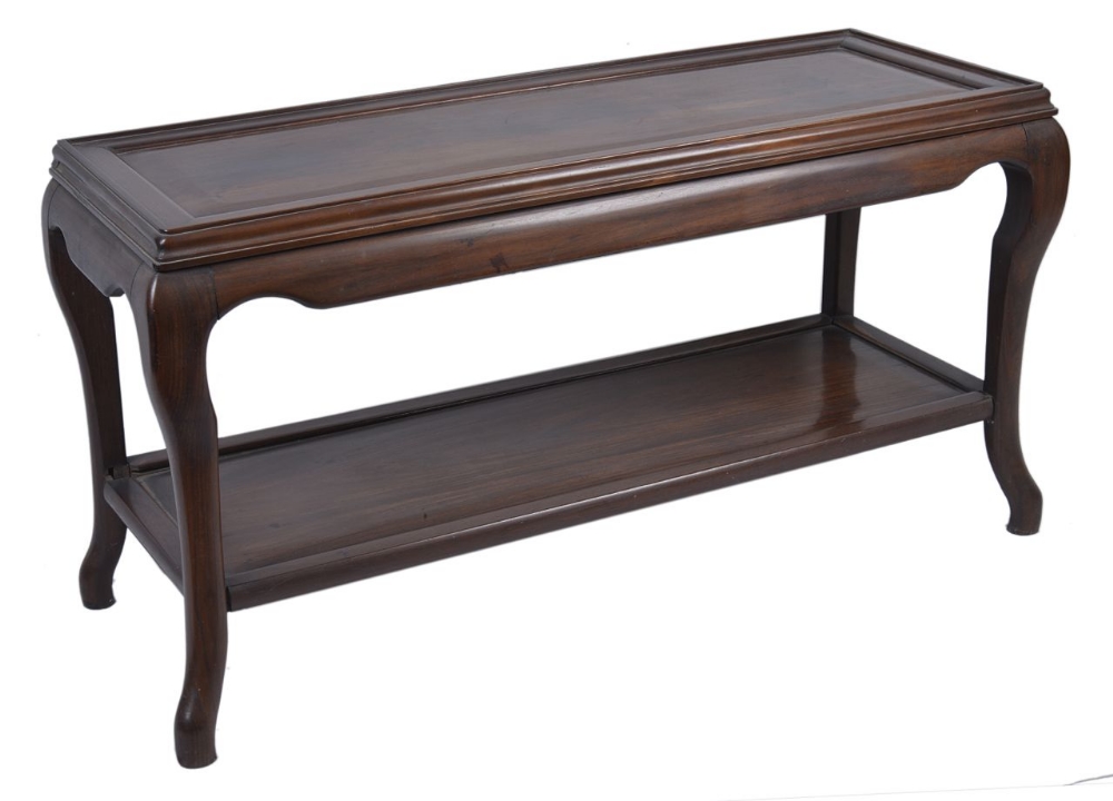 A Chinese rectangular low table, early 20th century, 95cm long, 51cm high, 43cm deep . One joint