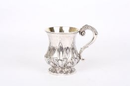 A George III silver gilt tankard, with repoussé decoration of acanthus leaves and geometric,