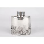 A silver tea caddy, hallmarked Chester, 1901, with makers initials for George Nathan Ridley Hayes,