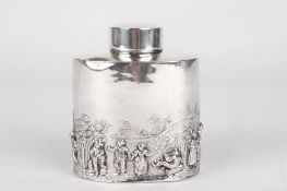 A silver tea caddy, hallmarked Chester, 1901, with makers initials for George Nathan Ridley Hayes,