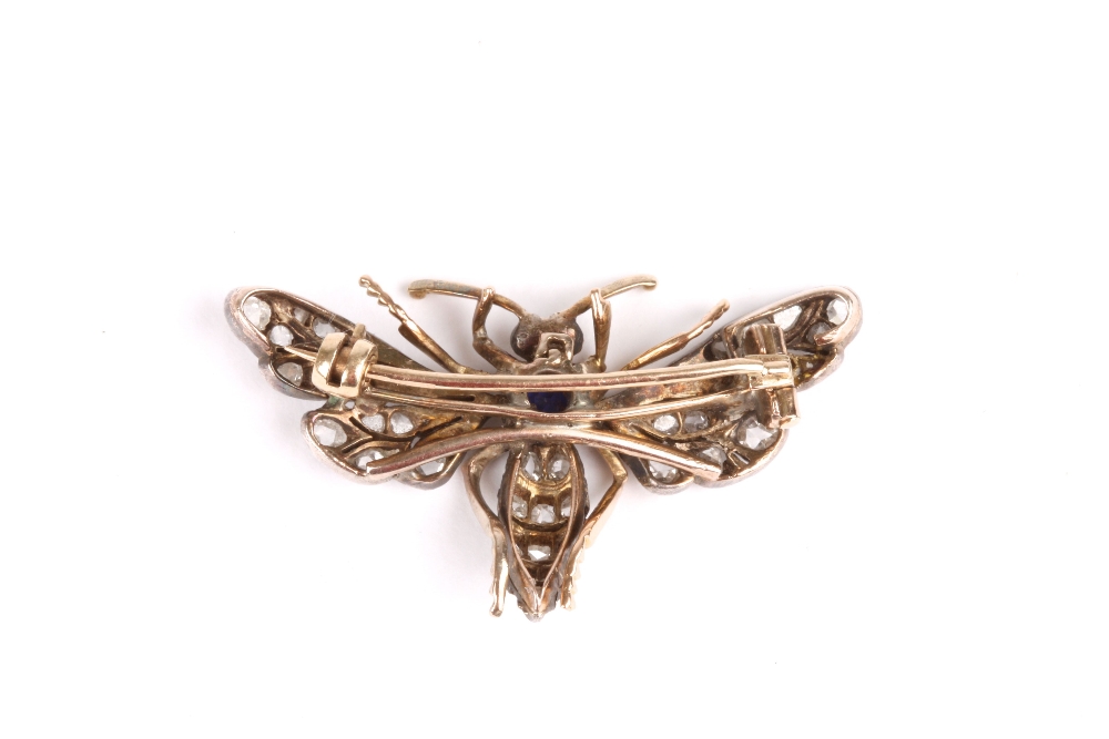 A Victorian brooch modelled as an insect, the insect with cabouchon ruby set eyes, sapphire to the - Image 2 of 2