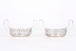 A pair of silver Mappin and Webb bon-bon dishes, hallmarked Sheffield, 1910, of open basket form,