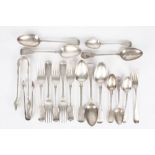 A collection of Victorian and later silver cutlery, including spoons and forks, various dates;