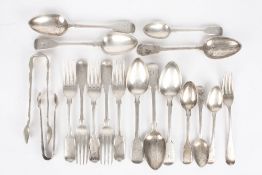 A collection of Victorian and later silver cutlery, including spoons and forks, various dates;