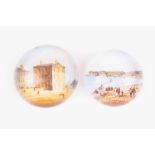 Two glass souvenir paperweights, early 20th century, decorated with scenes of ‘Sailors Home,