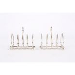 A pair of silver miniature heart shaped toast racks, hallmarked Birmingham, 1898, 2.37ozt, length