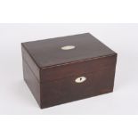 A ladies Victorian rosewood travelling dressing table box, the top opening to reveal a fitted