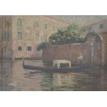 A 20th century oil on canvas of a Venetian scene, unsigned, framed, 32 x 45cm . Could benefit from a