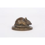 A 19th century bronze model of a mouse, seated upon an oval naturalistic base, unmarked. 8cm