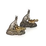 A rare pair of Victorian silver salts by Hunt and Roskell modelled as kangaroos, each stamped on the