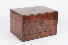 A late 19th century rosewood veneered dressing table case, the brass banded case with brass inlay to