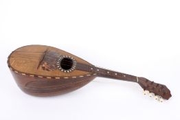 A late 19th century Italian Neapolitan Ferrari Mandolin, with segmented back, and barber pole