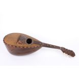 A late 19th century Italian Neapolitan Ferrari Mandolin, with segmented back, and barber pole