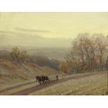 Arthur Meade (1863-c.1947) British, Late Afternoon in the Fields, a peaceful English ploughing