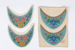 Two pairs of Malayan embroidered bead slipper decorations, possibly early 20th century each of the