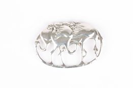 A Jensen style Sterling silver Flamingo brooch, of oval open form, the frame stamped Lloyds and part
