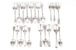 A quantity of Georgian, Victorian and later solid silver teaspoons, various dates and assay towns.