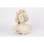 C. Cipriani (19th century) Italian, A large 19th century carved alabaster bust of a young lady