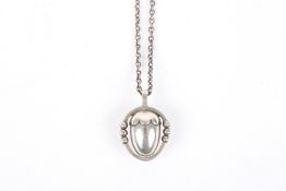 A Georg Jensen Sterling silver acorn pendant, stamped 0.925 and in original presentation box .