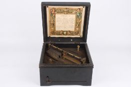 A Symphonion disc musical box, German, circa 1900 the 9 ½-inch metal discs playing on two combs,