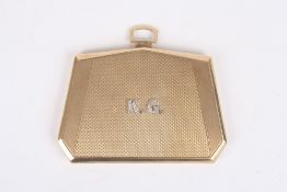 An Art Deco 9ct gold and diamond compact, hallmarked London 1937, with engine turned decoration