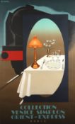 A 1980s Orient Express poster, Fix Masseay 82, printed in several colours depicting the front of the