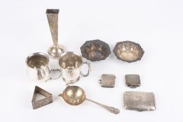 A small collection of assorted silver, comprising two bon-bon dishes, two christening cups (one